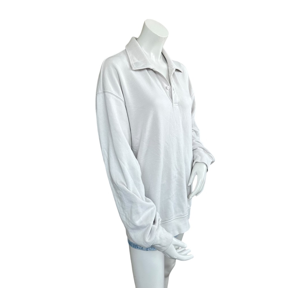 Aritzia TNA Airy Boyfriend Fleece Collared Button Down Pullover Sweater Medium - Picture 4 of 10